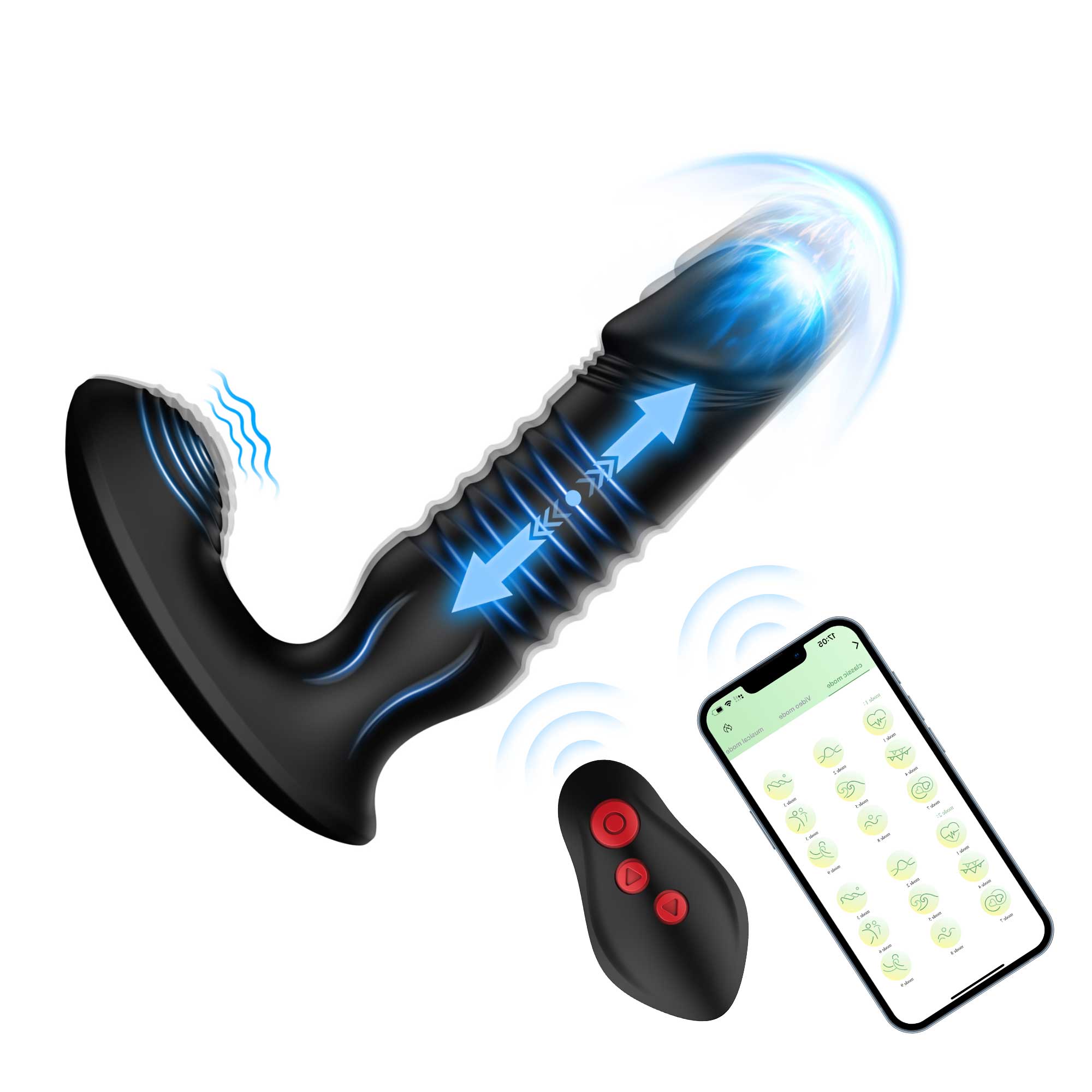 Prostate Massager Male Sex Toys with Thrusting Vibration
