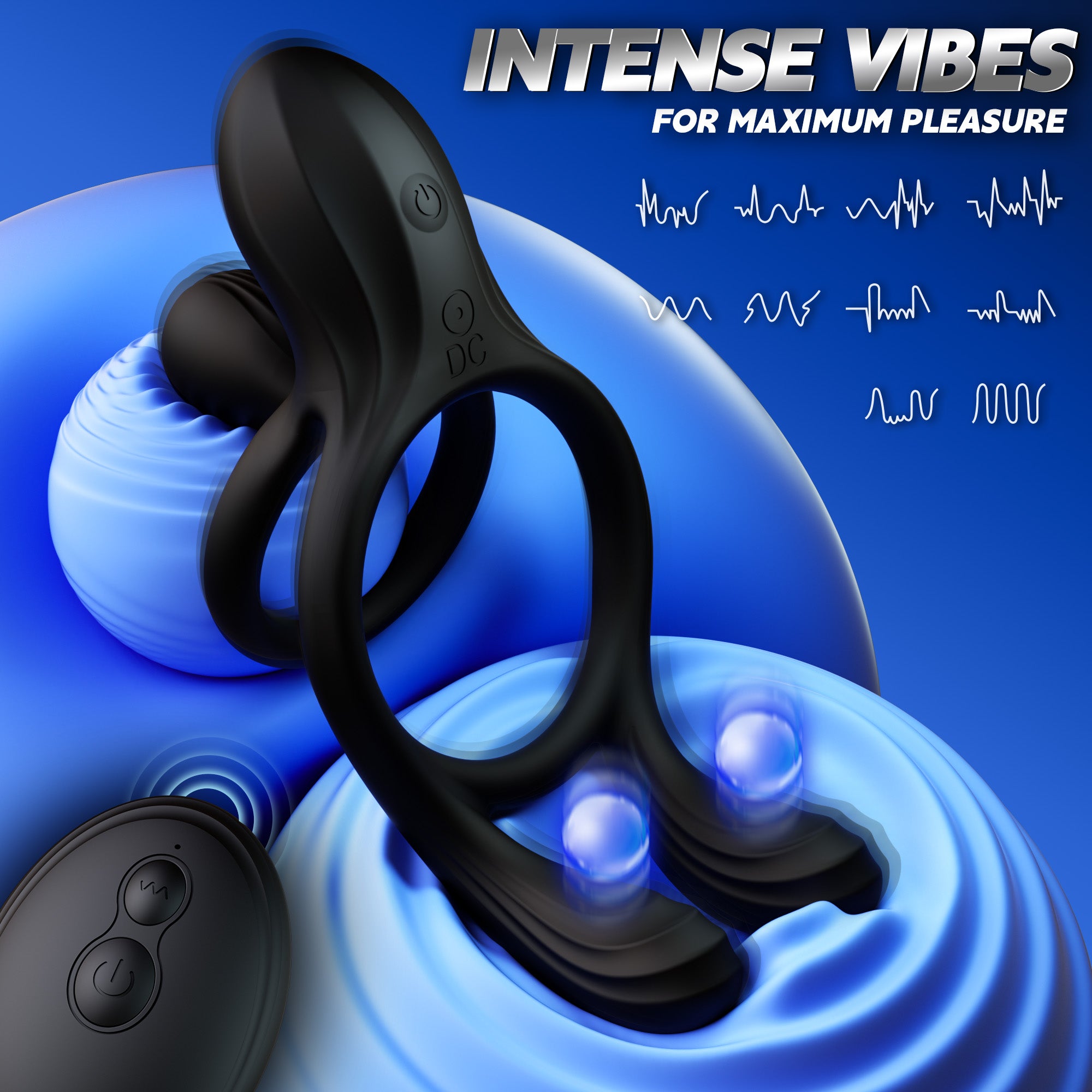 Penis Ring Vibrator with Perineum Stimulator Sex Toys for Couples