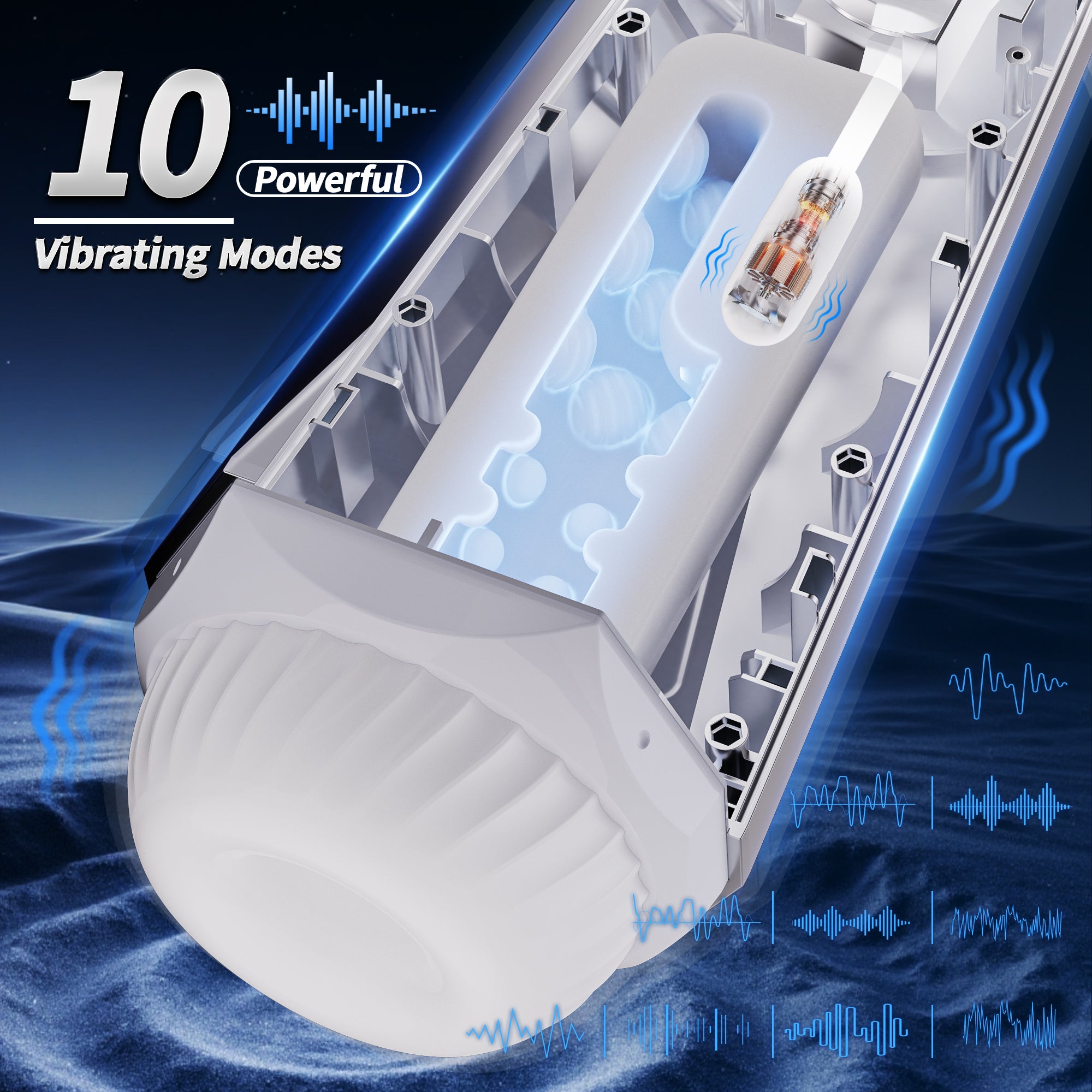 Penis Pump Male Stroker with 10 Vibration, 3 Suction & Squeezing Modes
