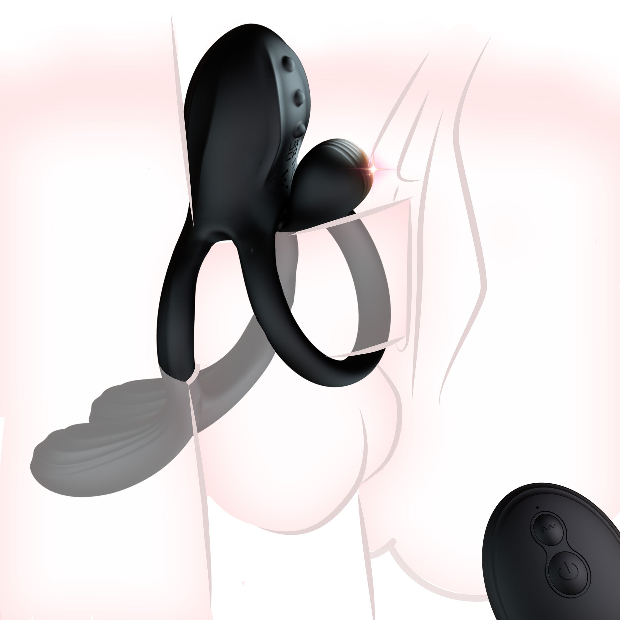 Penis Ring Vibrator with Perineum Stimulator Sex Toys for Couples