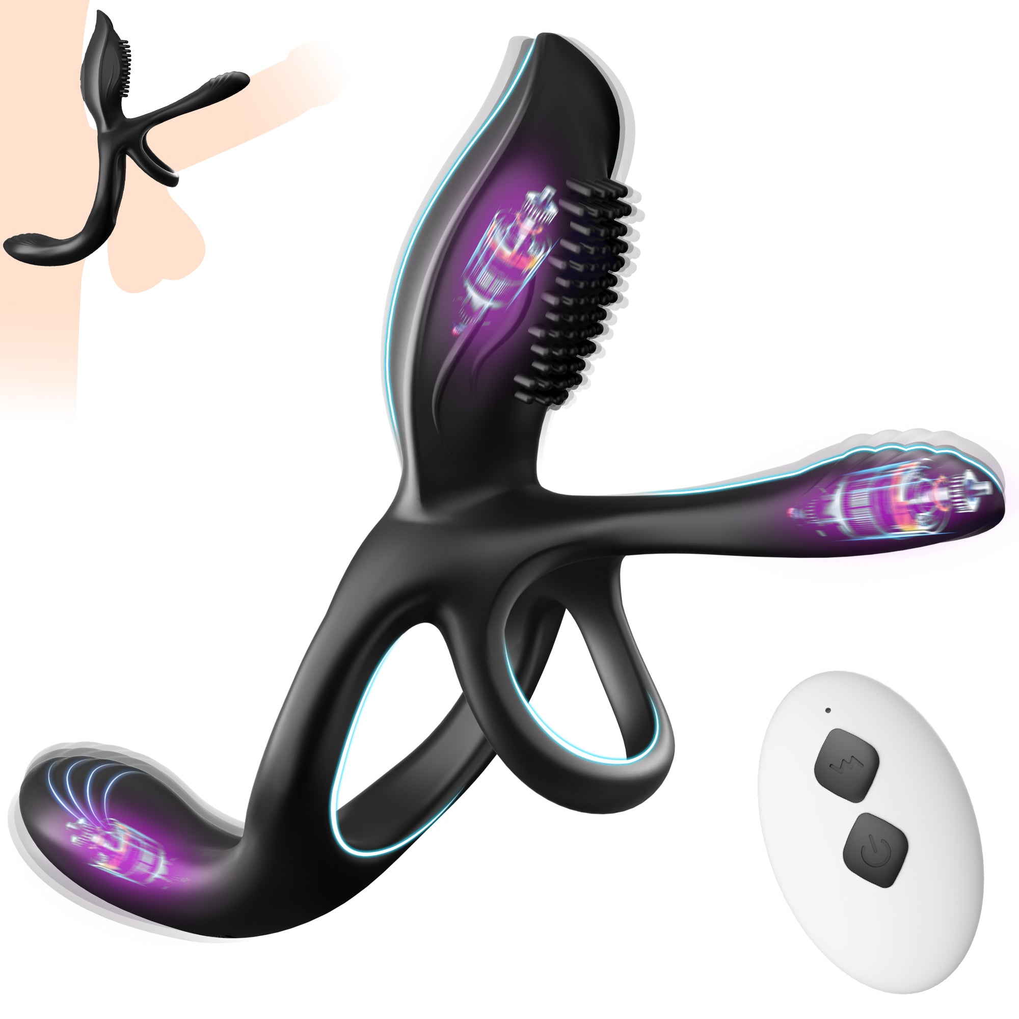 3 Powerful Motor -3 in 1 Vibrating Penis Ring