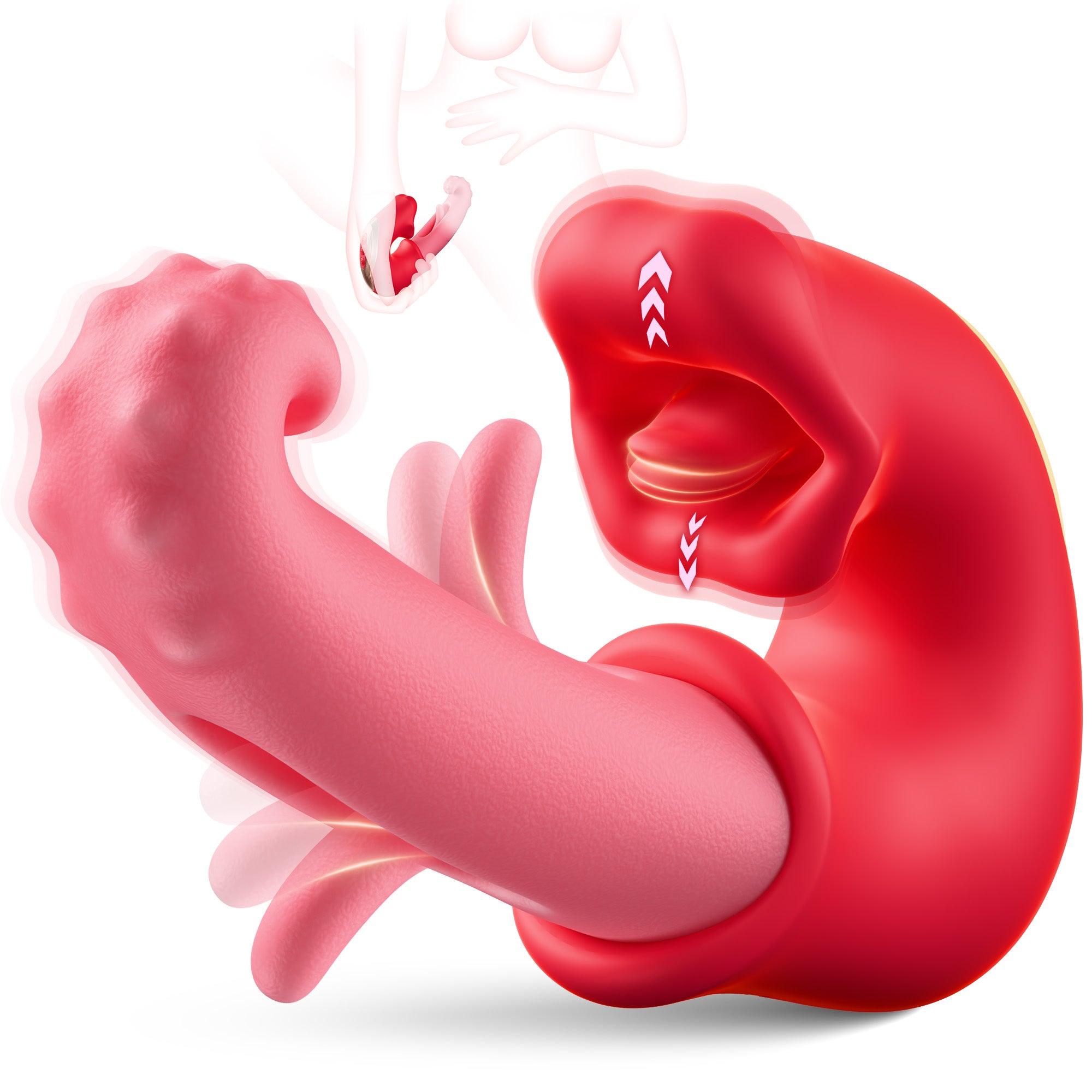 3 in 1 G-Spot Vibrators-Clitoral &amp; Nipple Stimulation Rose Toy