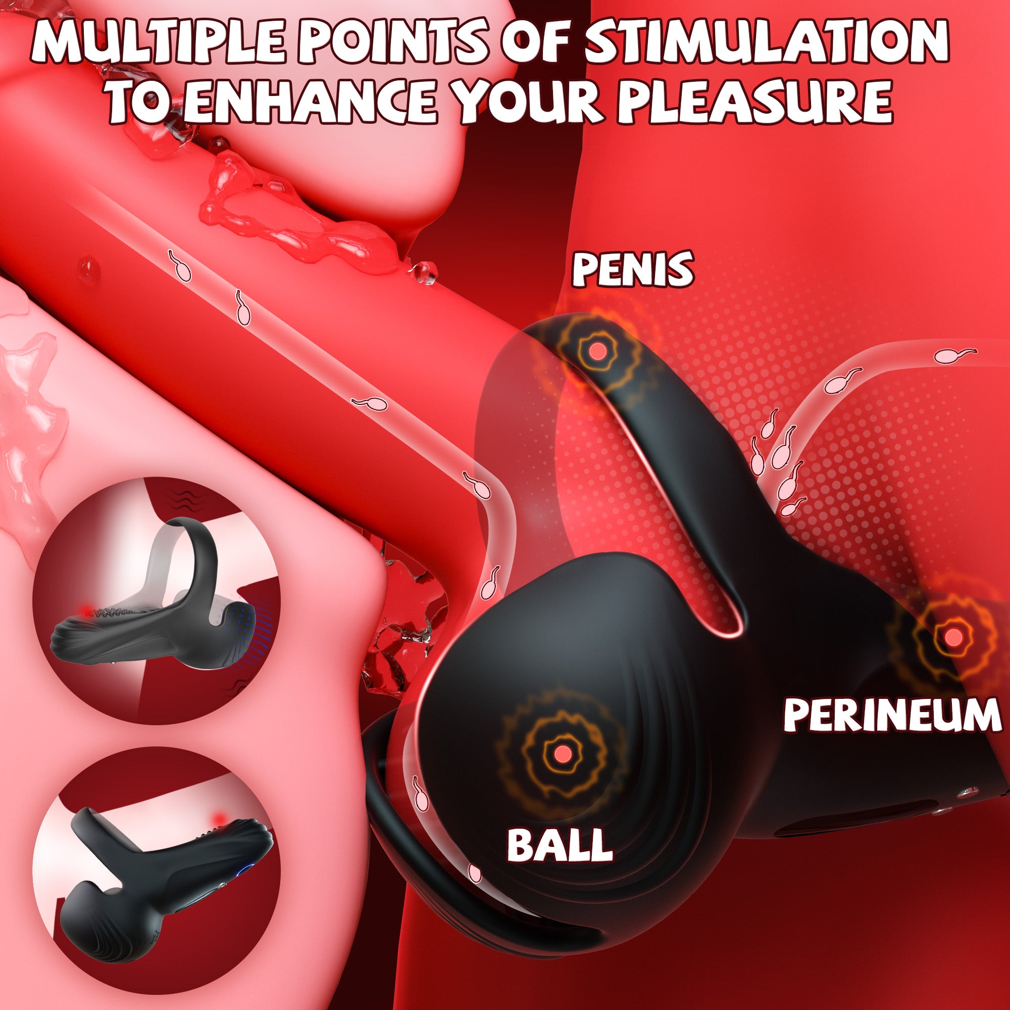 Vibrating Cock Ring for Penis, Balls & Perineum Stimulation