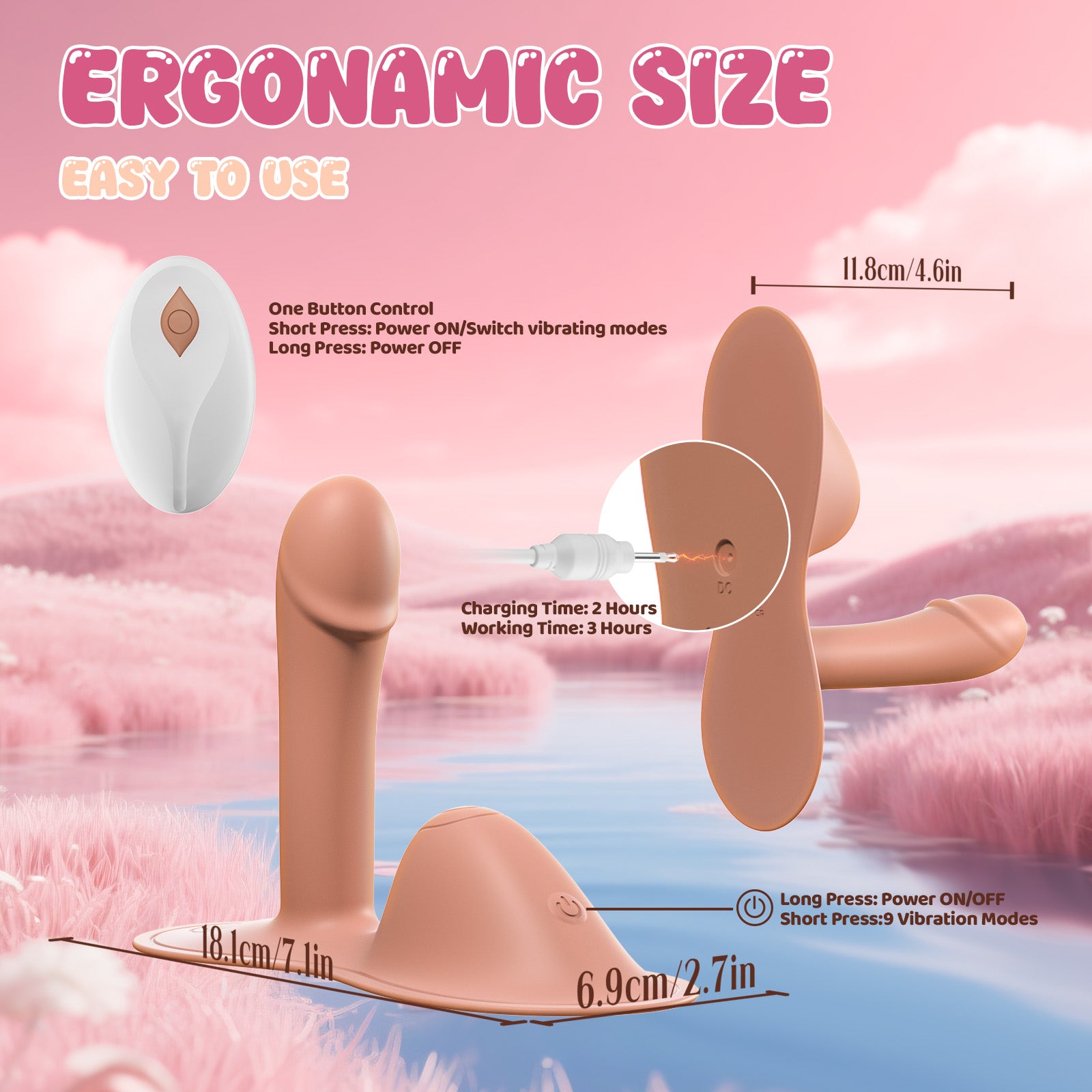 Female ride vibrating dildo, G-spot anal stimulation, suitable for couples