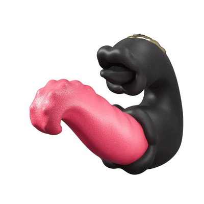Dual Rose Vibrator with Thrusting Shaft and Licking Tongue