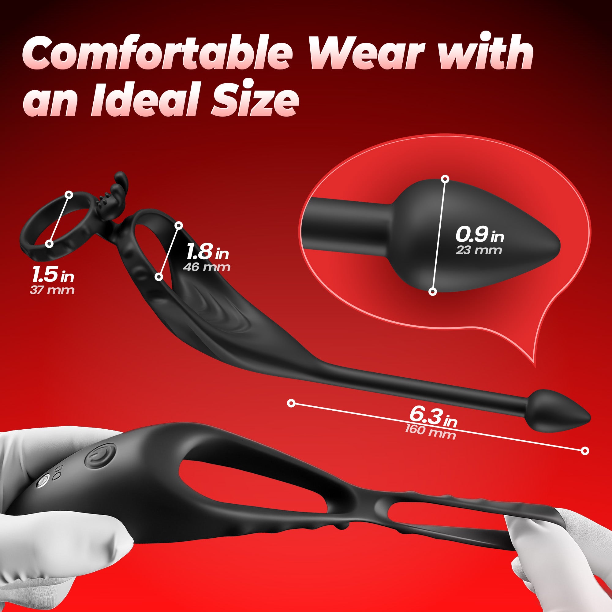 Vibrating Cock Ring,2 Motors & 9 Vibrating Male Sex Toy