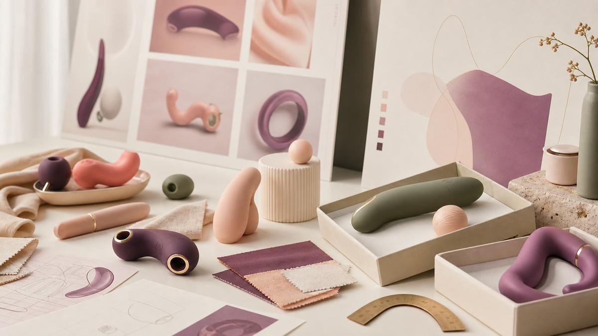SENSIVO intimate wellness products arranged in a calm studio setting